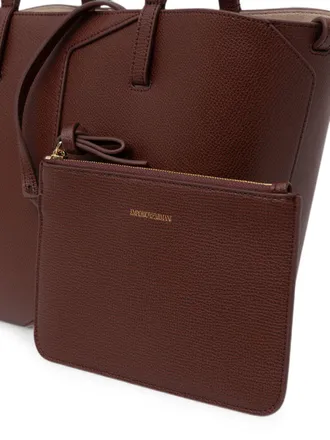 Emporio Armani Pebbled Leather Tote Bag - Brown