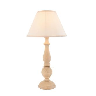 Netlighting Hidcote Wood Table Lamp Fabric Ivy Shade 30cm B22 in White