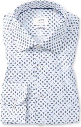 Eterna Modern Fit Geometric Print Non-Iron Cotton Dress Shirt in Navy at Nordstrom, Size 15.5 - L