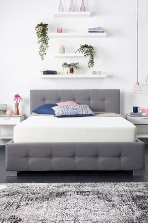 Aspire Home Accents End Lift Ottoman Storage Bed, Grey Linen | Size: Double