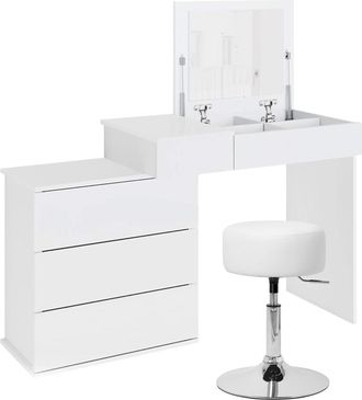 ML Design Tocador espejo mesa moderna maquillaje comoda madera cajones