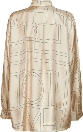 Toteme Womens Shirt Monogram Silk Ivory