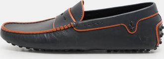 Tod's Tods For Ferrari Blue/orange Leather Penny Loafers