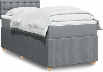 vidaXL Cama Box Spring Con Colch&oacute;n Tela Gris Claro 90x190 Cm Vidaxl