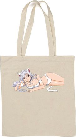 Generic Cute and horny anime hot vampire babe Natural Cotton Tote Bag White
