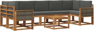 vidaXL Conjunto De Sof&aacute;s De Exterior 6 Uds. Natural Y Antracita Vidaxl