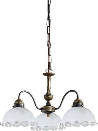 Kolarz Nonna - Lampadario a 3 bracci in vetro stile cottage in ottone antico opaco, 3x E27 - Kolarz