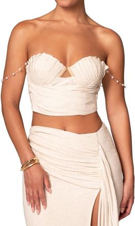 JLUXLABEL Arielle Corset Crop Top in Beige at Nordstrom, Size X-Large
