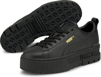 Puma Sneaker PUMA Mayze Classic Wns, Damen, Gr. 40,5, schwarz (puma schwarz), Leder, Synthetik, unifarben, Schuhe Sneaker