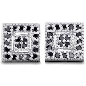 Pompeii3 1/3ct Pave Black Diamond Studs 10K White Gold