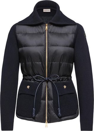 Moncler Moncler Wool & Cashmere Blend Padded Zip-up Cardigan, Women, Blue, Size: L