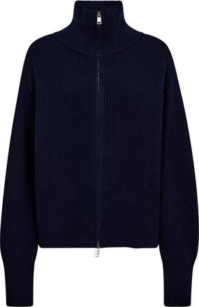 Mos Mosh Blauwe Zip Gebreide Vest - Dames - Vesten - Blauw - XS - Wol - Truien & Vesten