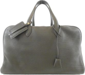 Herm&egrave;s Green Olive Vert Taurillon Clemence Leather Boston Bag (Pre-Owned)