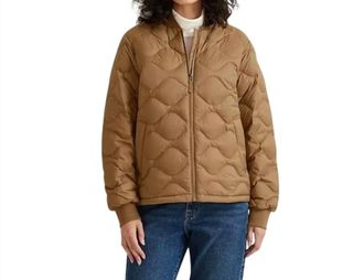 Eddie Bauer Down Puffer Bomber Jacket In Gold Camel