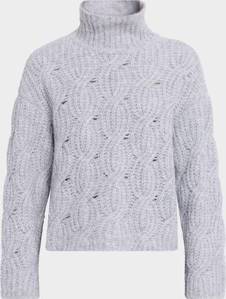 Tanya Taylor Opaline Cable-Knit Turtleneck Sweater
