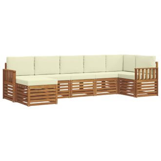 vidaXL Conjunto De Sof&aacute; Seccional Con Coj&iacute;n 7 Pcs Natural Y Crema Vidaxl