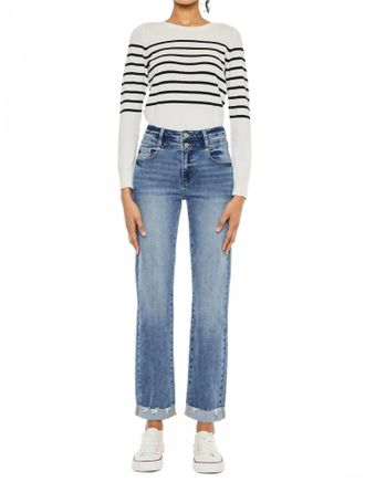 Kancan Kiana High Rise Slim Straight Jeans In Blue