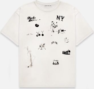 Duke + Dexter Duke + Dexter, Mens NY Sketch Vintage White T-Shirt, Size XXL
