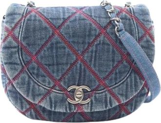 Chanel Pre-owned Vintage Denim Crossbody Bag - Dames - Pre-owned - Blauw - Maat: ONE Size Denim