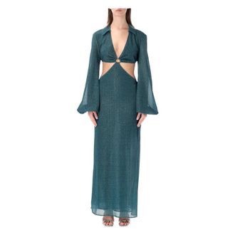 Os&eacute;ree Lumiere Cut Out Lange Jurk - Dames - Maxi kleedjes - Groen - S - Kleedjes