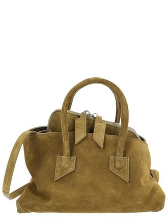 The Attico Suede Military Green Shoulder Bag With Rounded Handles And Relaxed Silhouette
