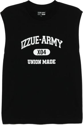 Izzue logo-print vest - men - Cotton - L - Black