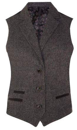 TruClothing Womens Tweed jaren 1920 visgraat grijs vest