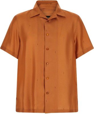 Fendi Overhemden, Heren, Oranje, XL, Zijden Blouse