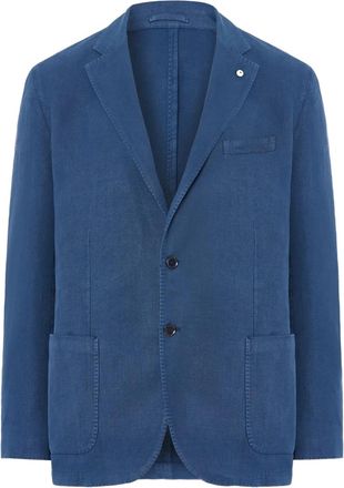 L.B.M. 1911 Blazer in lino con applicazione - Blu