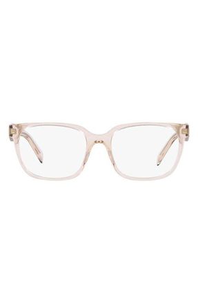 Prada 52mm Rectangular Optical Glasses in Pink at Nordstrom