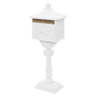 Berkfield Home Pedestal Letterbox Aluminium Vintage Style Rustproof White