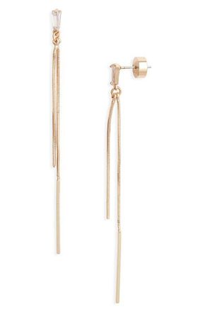 Nordstrom Cubic Zirconia Linear Drop Earrings in Clear- Gold at Nordstrom
