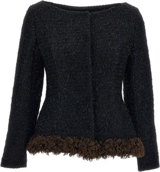 Simone Rocha Black Round Sculpt Tweed Jacket