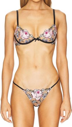 Fleur du Mal Fidelia Embroidery Demi Bra In Black