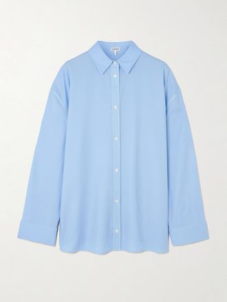 Loewe Camicia In Twill Di Misto Lana E Seta - Blu