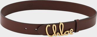 Chlo&eacute; Iconic Logo Leather Belt
