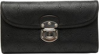 Louis Vuitton Mahina Black Leather Long Wallet (Bi-Fold) (Pre-Owned)