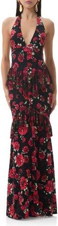 AFRM Athens Floral Print Halter Maxi Dress in Painted Roses at Nordstrom Rack, Size Small
