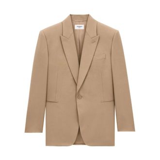 Saint Laurent Blazers, male, Beige, L, Wool Gabardine Jacket