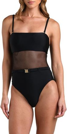 L'agence Tory Belted One-Piece Swimsuit in Black at Nordstrom, Size X-Large