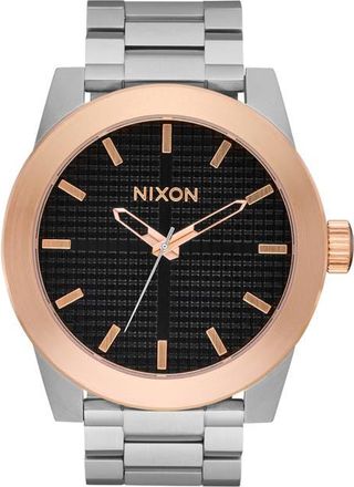 Nixon Corporal Two-Tone Bracelet Watch, 48mm in Silver/rose Gold/black at Nordstrom