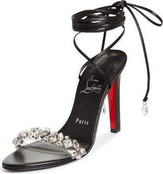 Christian Louboutin Fanny Jolly Sandal in Crystal/Black at Nordstrom, Size 10.5Us