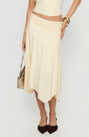 Princess Polly Scenic Route Asymmetric Midi Skirt in Yellow at Nordstrom, Size 12