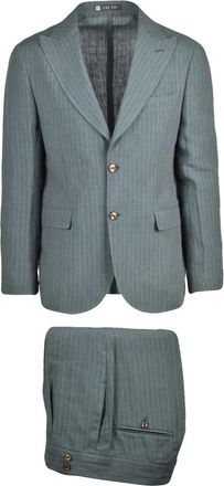 Lab 001 Sage Green Linen High-Waist Formal Suit