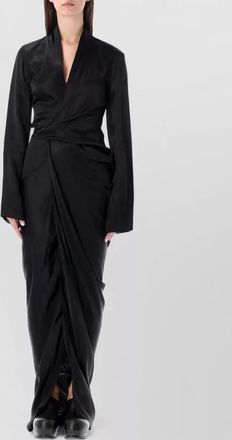 Rick Owens cupro draped wrap maxi dress