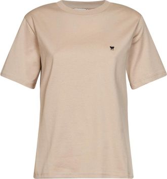 Max Mara Geborduurd vlinder T-shirt - Dames - T-shirts - Beige - S - Katoen - Tops
