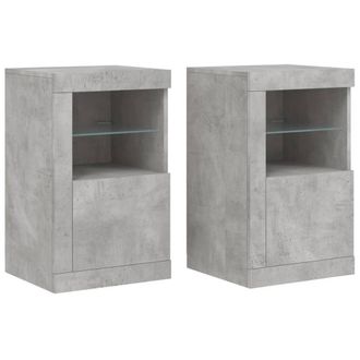 Berkfield Home Side Cabinets with LED Lights 2 pcs Concrete Grey Engineered Wood