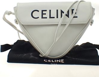 Celine Triangle Leather White Leather Handbag (Pre-Owned)