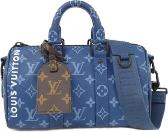 Louis Vuitton Blue Coated Canvas Boston Bag (Pre-Owned)