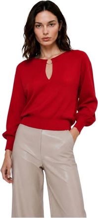 Kocca Truien & Vesten, Dames, Rood, XL, Top met lange mouwen en metallic sleutelgat-halslijn